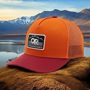 Outdoor Research Orange and Red Advocate Trucker Hat OS (See Measurements)